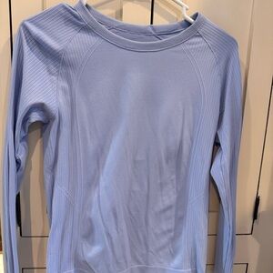 Old Navy Blue Active Seamless Ribbed Long Sleeve Top Size M Lululemon Inspired